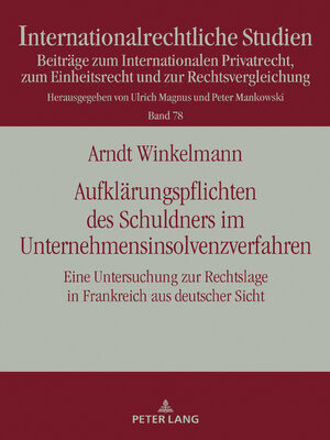 cover image of Aufklaerungspflichten des Schuldners im Unternehmensinsolvenzverfahren